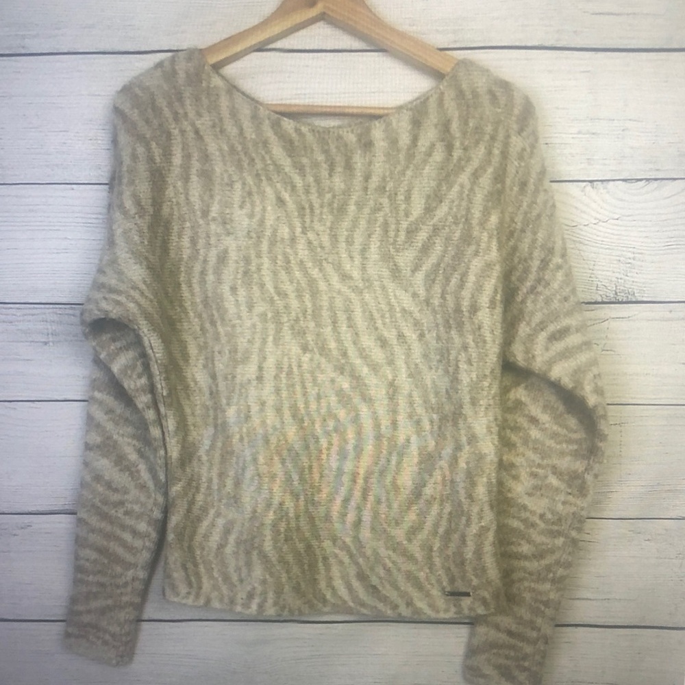 Women's Beige Zebra Print Sweater